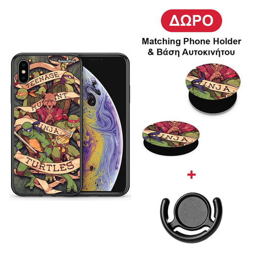 Ninja Turtles - iPhone X / Xs θήκη + Δώρο Phone Holder & Βάση Αυτοκινήτου