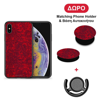 Paisley Cashmere - iPhone X / Xs θήκη + Δώρο Phone Holder & Βάση Αυτοκινήτου