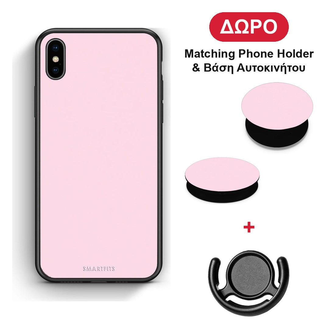 Pale Pink - iPhone X / Xs θήκη + Δώρο Phone Holder & Βάση Αυτοκινήτου