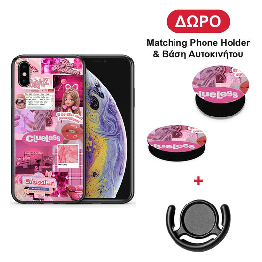 Pink Love - iPhone X / Xs θήκη + Δώρο Phone Holder & Βάση Αυτοκινήτου