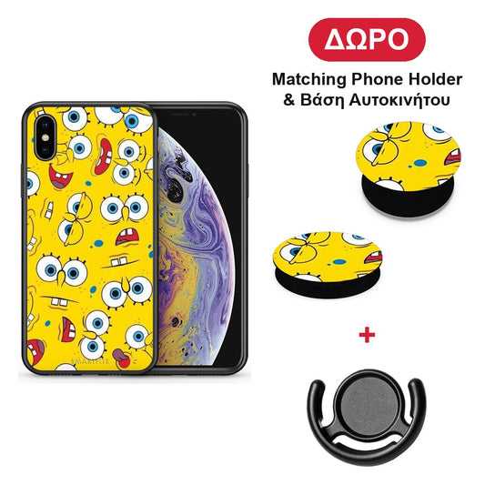 PopArt Sponge - iPhone X / Xs θήκη + Δώρο Phone Holder & Βάση Αυτοκινήτου