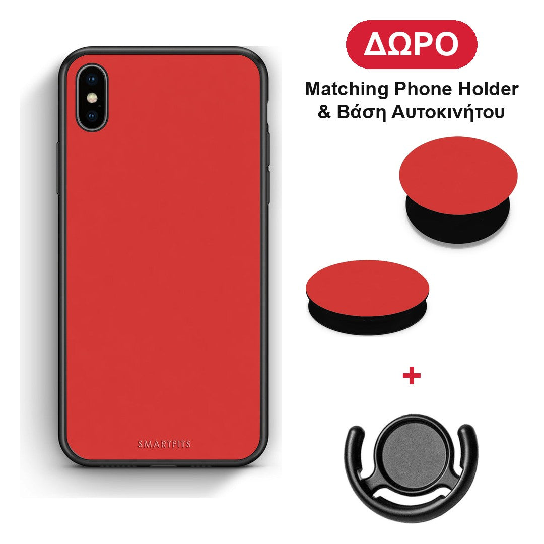 Poppy Red - iPhone X / Xs θήκη + Δώρο Phone Holder & Βάση Αυτοκινήτου