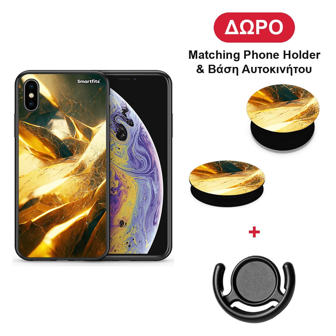 Real Gold - iPhone X / Xs θήκη + Δώρο Phone Holder & Βάση Αυτοκινήτου