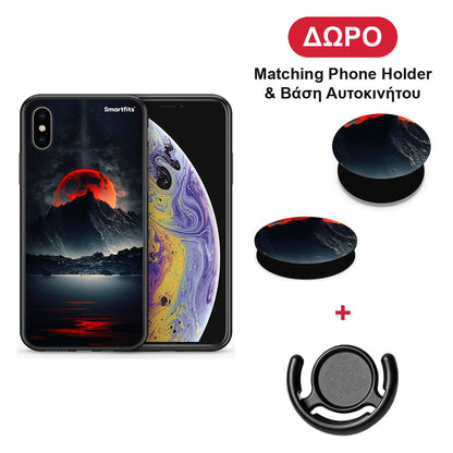 Red Full Moon - iPhone X / Xs θήκη + Δώρο Phone Holder & Βάση Αυτοκινήτου