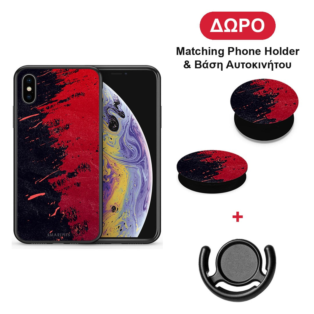 Red Paint - iPhone X / Xs θήκη + Δώρο Phone Holder & Βάση Αυτοκινήτου