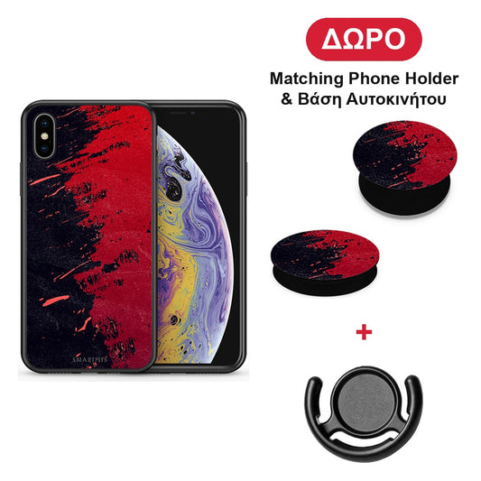 Red Paint - iPhone X / Xs θήκη + Δώρο Phone Holder & Βάση Αυτοκινήτου