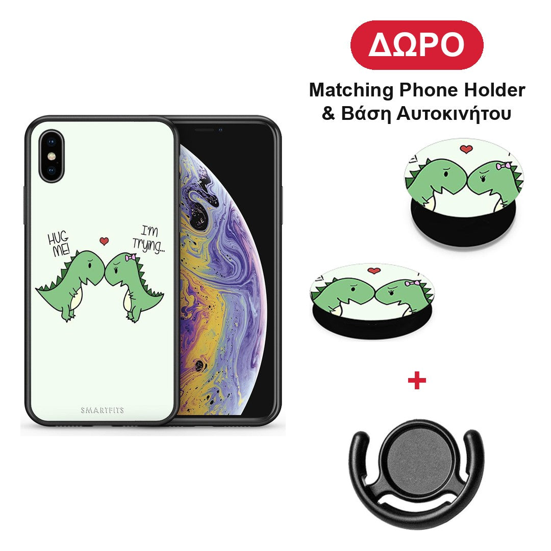 Valentine Rex - iPhone X / Xs θήκη + Δώρο Phone Holder & Βάση Αυτοκινήτου