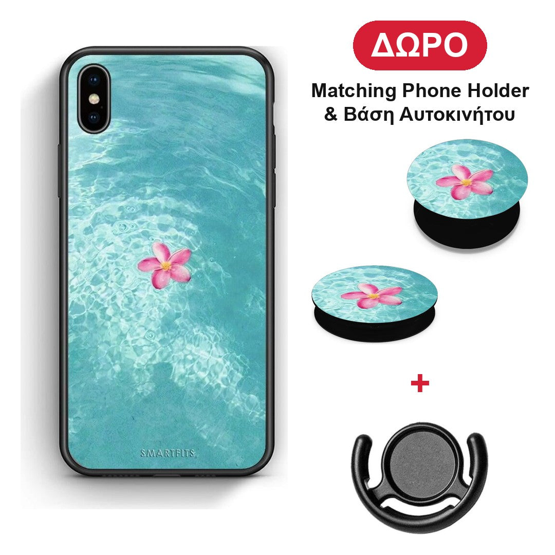 Water Flower - iPhone X / Xs θήκη + Δώρο Phone Holder & Βάση Αυτοκινήτου