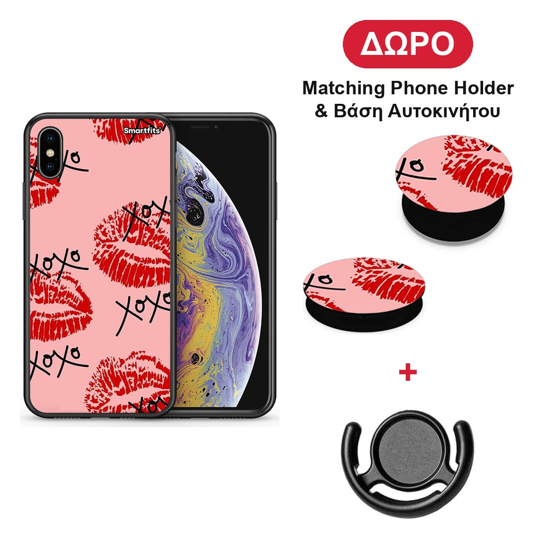 XOXO Lips - iPhone X / Xs θήκη + Δώρο Phone Holder & Βάση Αυτοκινήτου