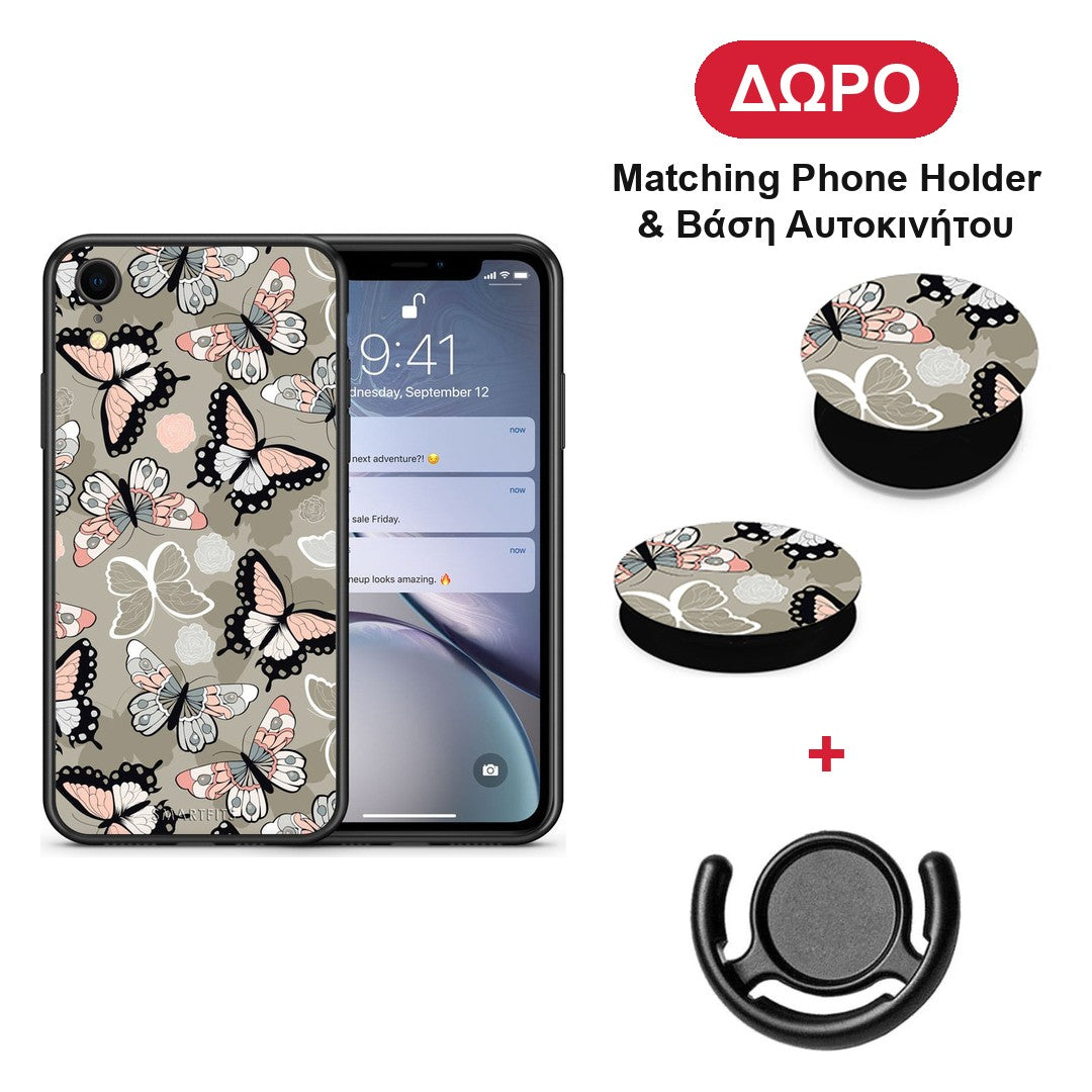Boho Butterflies - iPhone XR θήκη + Δώρο Phone Holder & Βάση Αυτοκινήτου