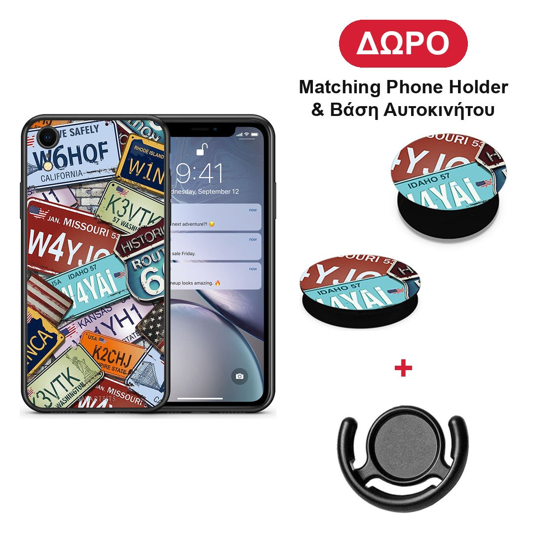 Car Plates - iPhone XR θήκη + Δώρο Phone Holder & Βάση Αυτοκινήτου