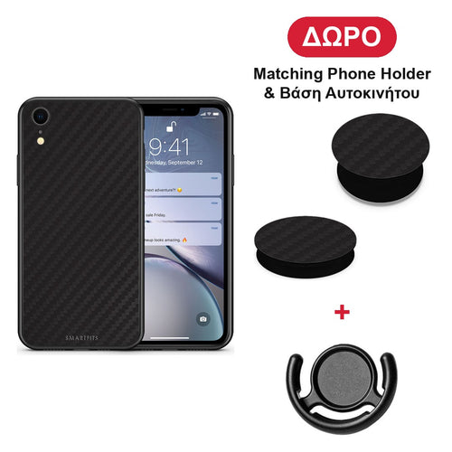 Carbon Black - iPhone XR θήκη + Δώρο Phone Holder & Βάση Αυτοκινήτου