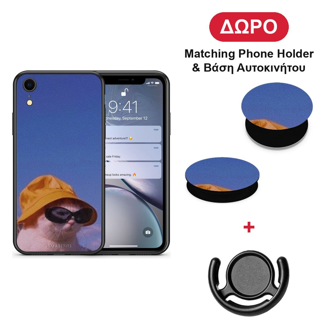Cat Diva - iPhone XR θήκη + Δώρο Phone Holder & Βάση Αυτοκινήτου