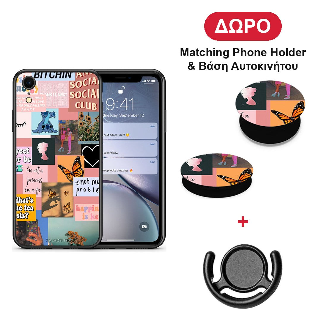Collage Bitchin - iPhone XR θήκη + Δώρο Phone Holder & Βάση Αυτοκινήτου