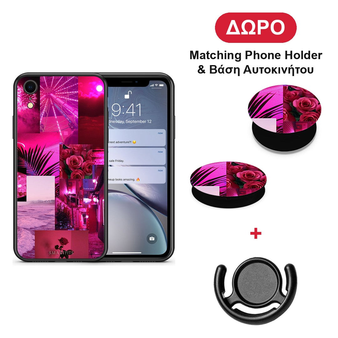 Collage Red Roses - iPhone XR θήκη + Δώρο Phone Holder & Βάση Αυτοκινήτου