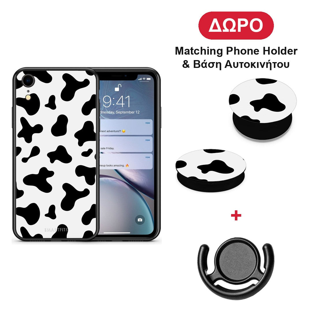 Cow Print - iPhone XR θήκη + Δώρο Phone Holder & Βάση Αυτοκινήτου