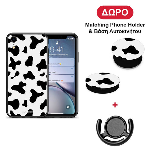 Cow Print - iPhone XR θήκη + Δώρο Phone Holder & Βάση Αυτοκινήτου