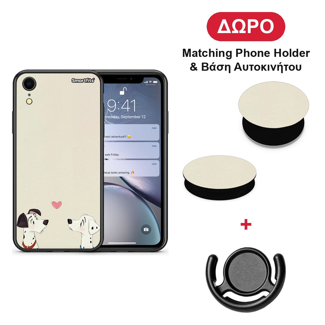 Dalmatians Love - iPhone XR θήκη + Δώρο Phone Holder & Βάση Αυτοκινήτου
