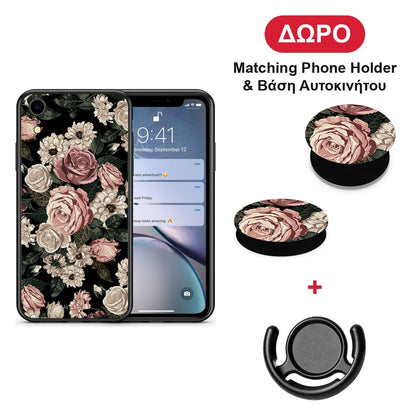 Flower Wild Roses - iPhone XR θήκη + Δώρο Phone Holder & Βάση Αυτοκινήτου