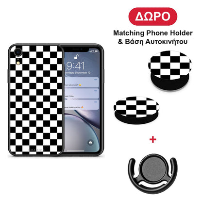 Geometric Squares - iPhone XR θήκη + Δώρο Phone Holder & Βάση Αυτοκινήτου