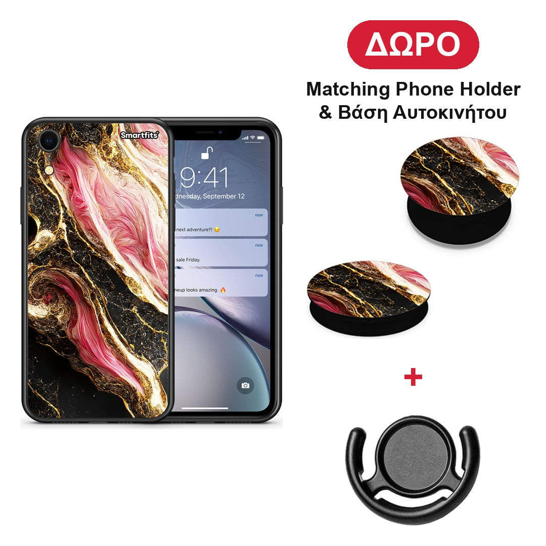 Glamorous Pink Marble - iPhone XR θήκη + Δώρο Phone Holder & Βάση Αυτοκινήτου