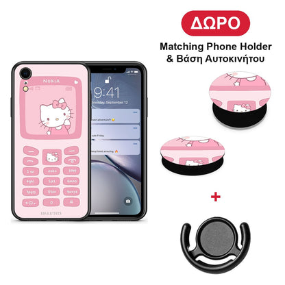 Hello Kitten - iPhone XR θήκη + Δώρο Phone Holder & Βάση Αυτοκινήτου