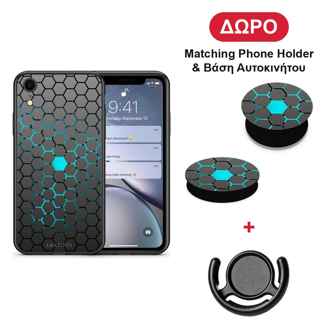 Geometric Hexagonal - iPhone XR θήκη + Δώρο Phone Holder & Βάση Αυτοκινήτου