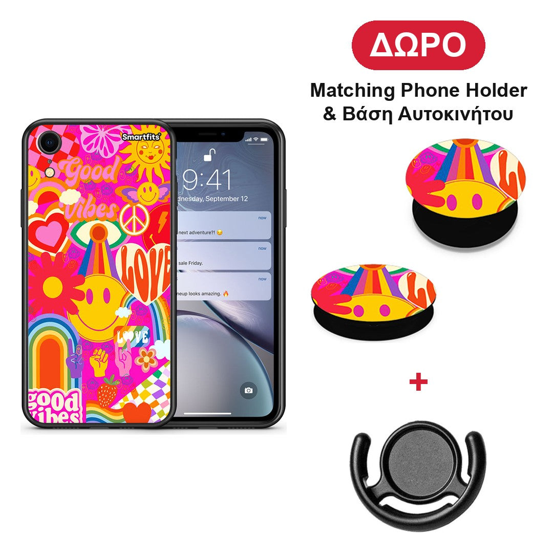 Hippie Love - iPhone XR θήκη + Δώρο Phone Holder & Βάση Αυτοκινήτου
