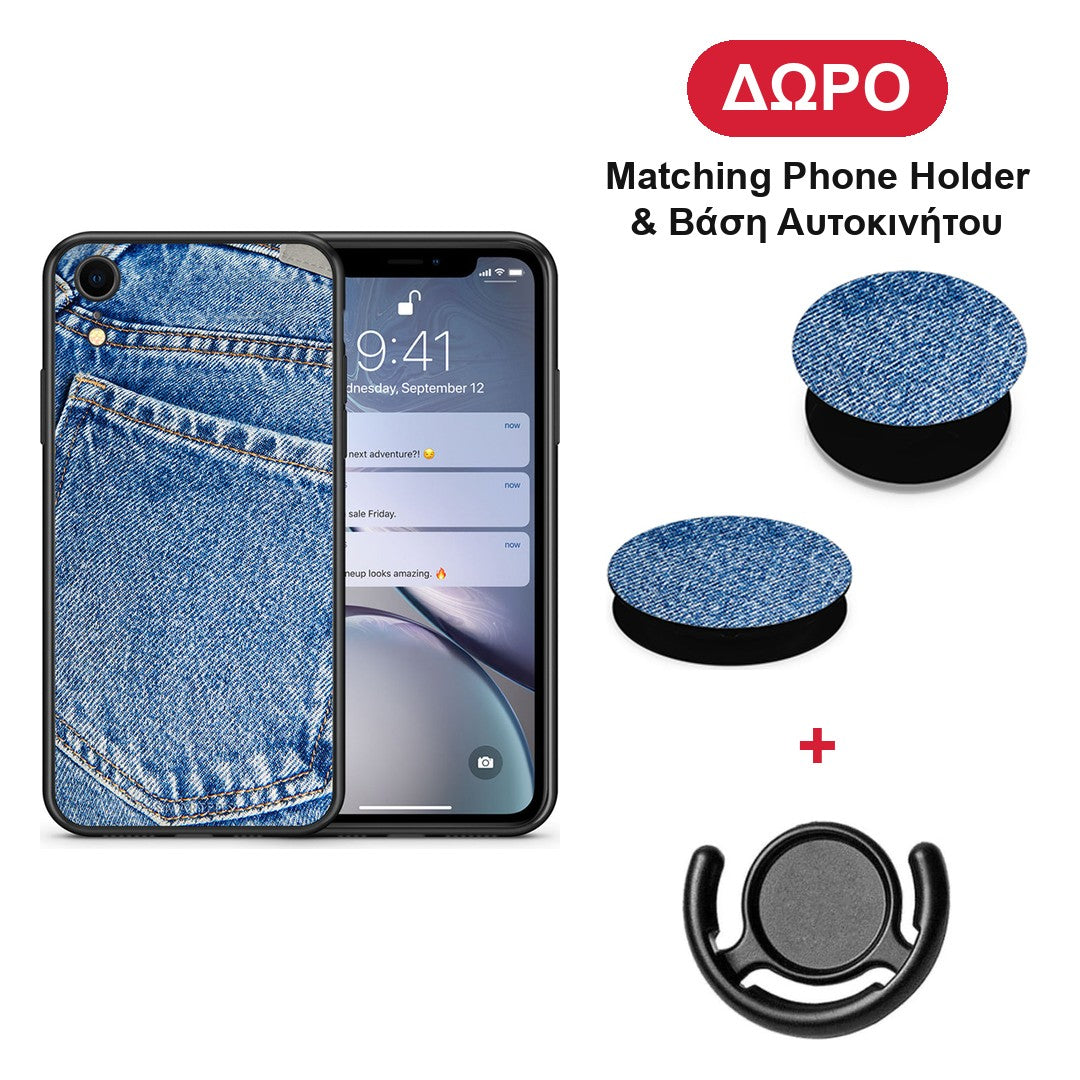 Jeans Pocket - iPhone XR θήκη + Δώρο Phone Holder & Βάση Αυτοκινήτου