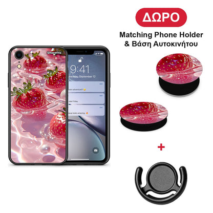Juicy Strawberries - iPhone XR θήκη + Δώρο Phone Holder & Βάση Αυτοκινήτου