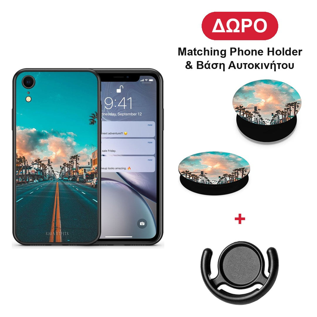 Landscape City - iPhone XR θήκη + Δώρο Phone Holder & Βάση Αυτοκινήτου