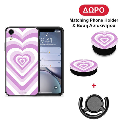 Lilac Hearts - iPhone XR θήκη + Δώρο Phone Holder & Βάση Αυτοκινήτου