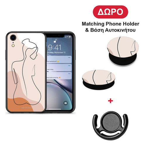 LineArt Woman - iPhone XR θήκη + Δώρο Phone Holder & Βάση Αυτοκινήτου