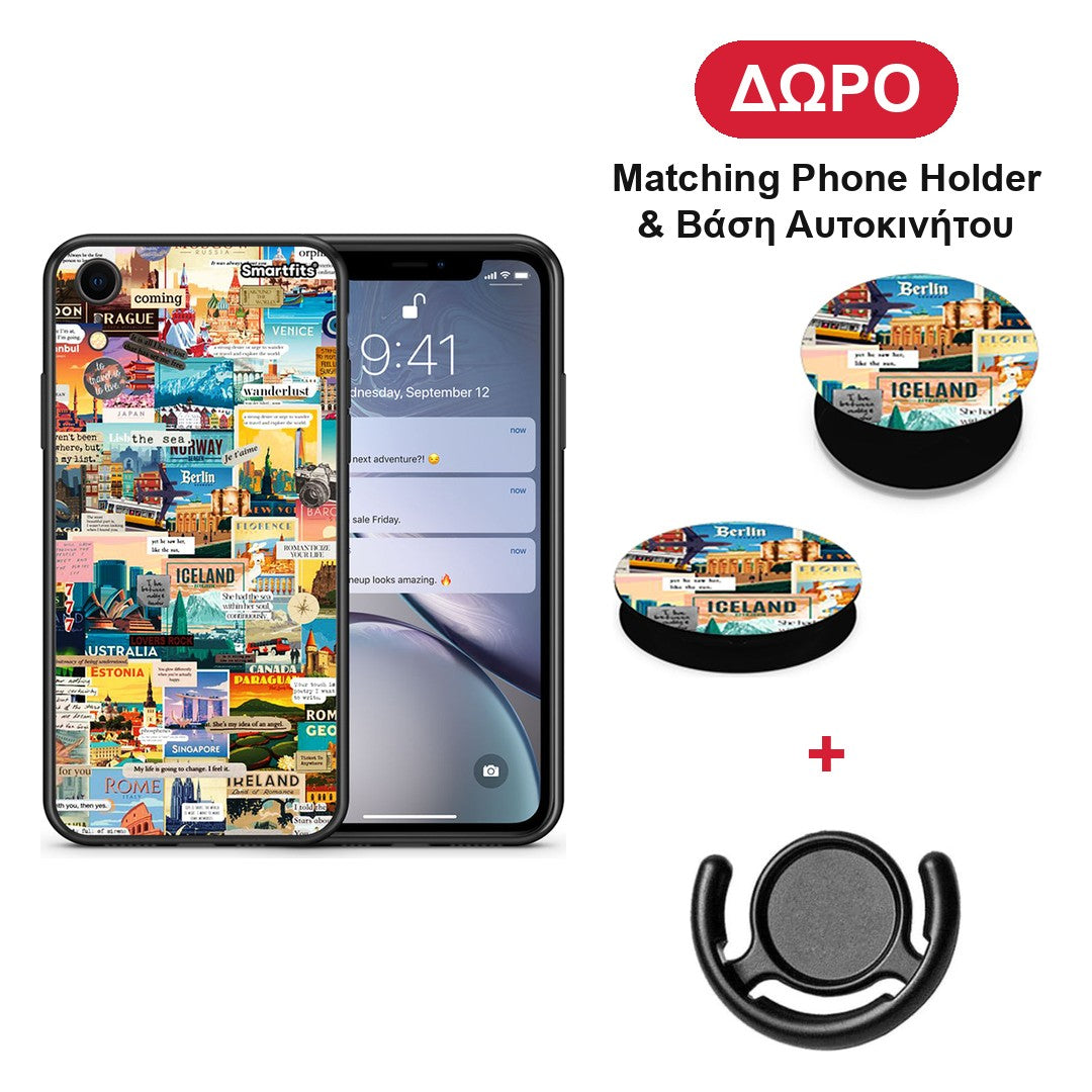 Live To Travel - iPhone XR θήκη + Δώρο Phone Holder & Βάση Αυτοκινήτου