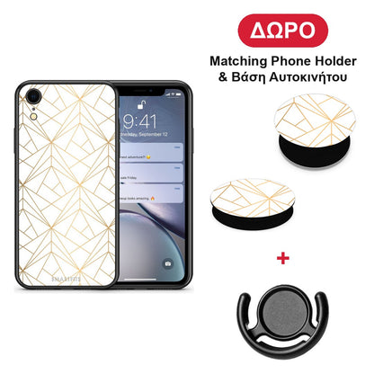 Geometric Luxury White - iPhone XR θήκη + Δώρο Phone Holder & Βάση Αυτοκινήτου