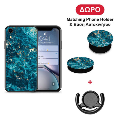 Marble Blue - iPhone XR θήκη + Δώρο Phone Holder & Βάση Αυτοκινήτου