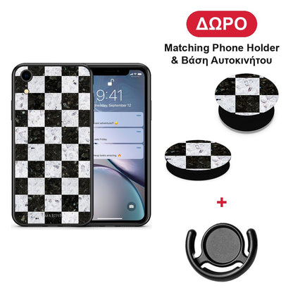 Marble Square Geometric - iPhone XR θήκη + Δώρο Phone Holder & Βάση Αυτοκινήτου