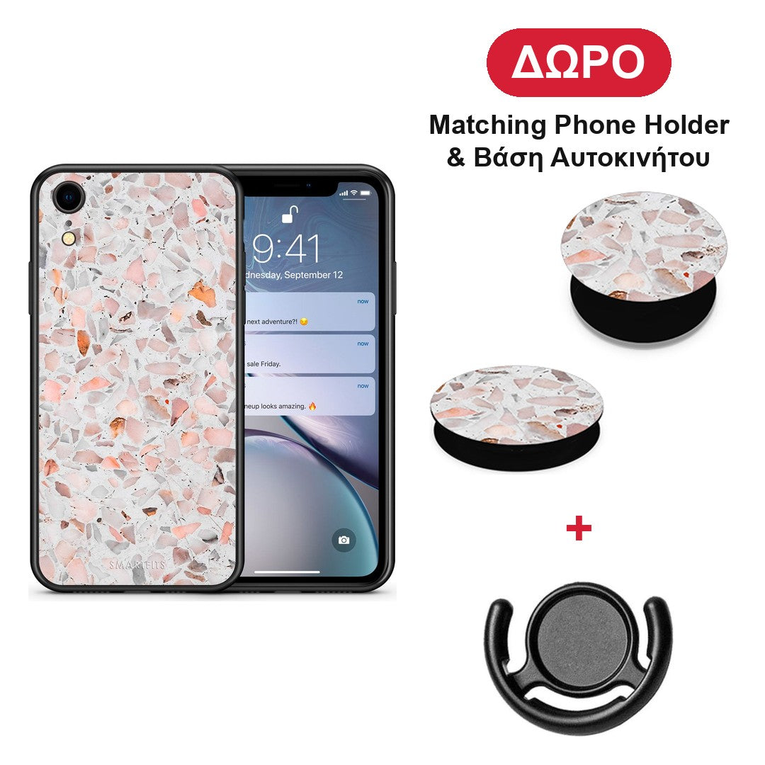 Marble Terrazzo - iPhone XR θήκη + Δώρο Phone Holder & Βάση Αυτοκινήτου