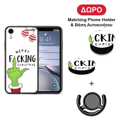 Merry F Xmas - iPhone XR θήκη + Δώρο Phone Holder & Βάση Αυτοκινήτου
