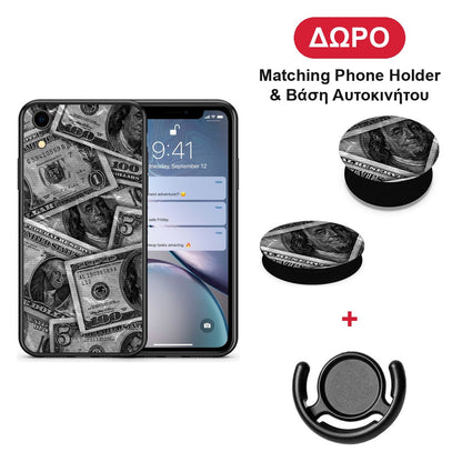 Money Dollars - iPhone XR θήκη + Δώρο Phone Holder & Βάση Αυτοκινήτου