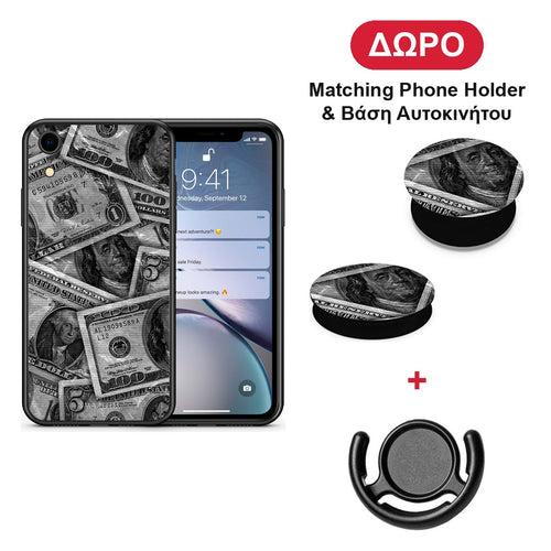 Money Dollars - iPhone XR θήκη + Δώρο Phone Holder & Βάση Αυτοκινήτου