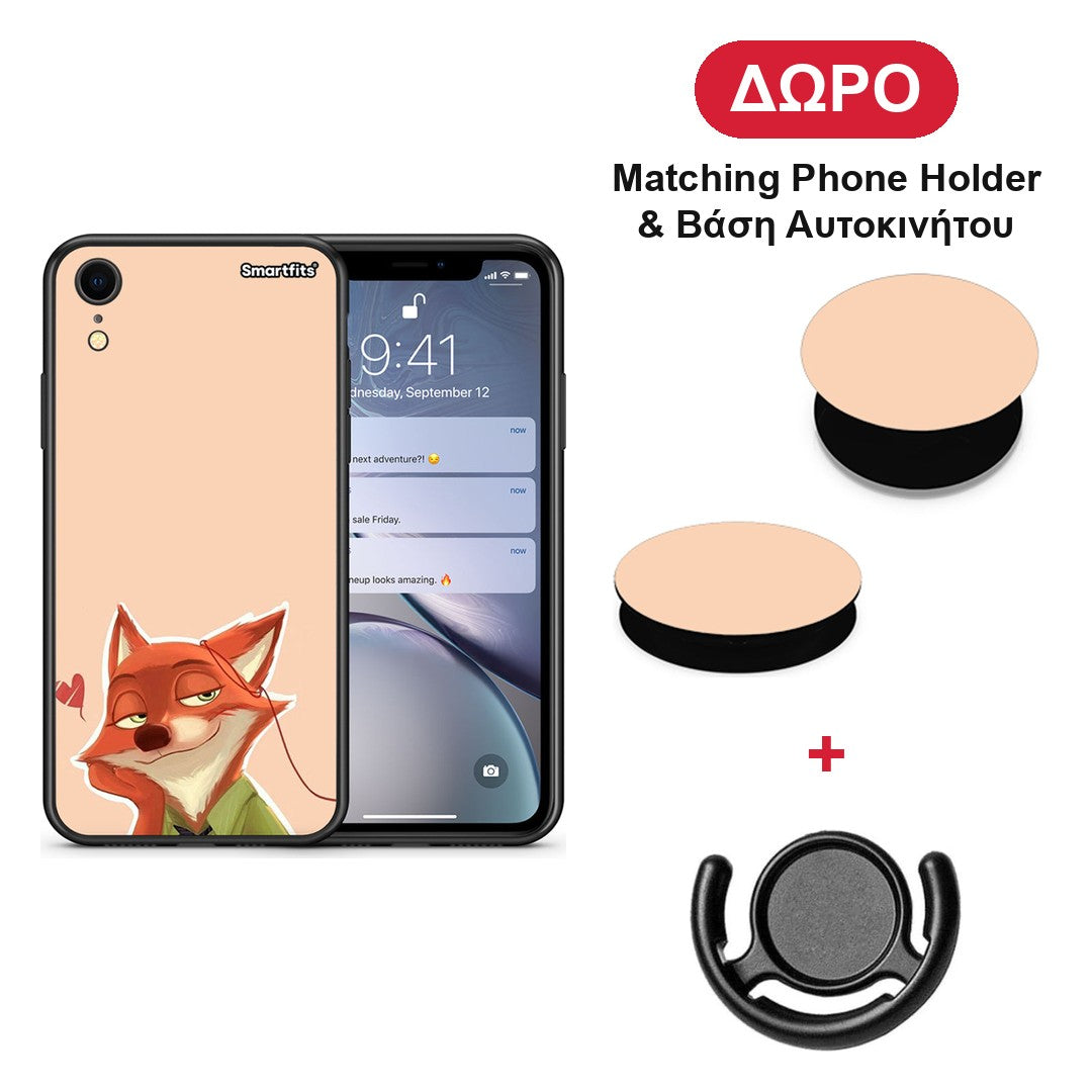 Nick Wilde And Judy Hopps Love 1 - iPhone XR θήκη + Δώρο Phone Holder & Βάση Αυτοκινήτου