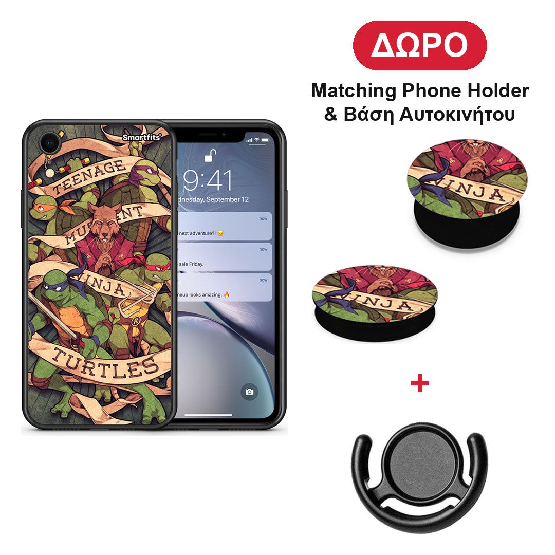 Ninja Turtles - iPhone XR θήκη + Δώρο Phone Holder & Βάση Αυτοκινήτου