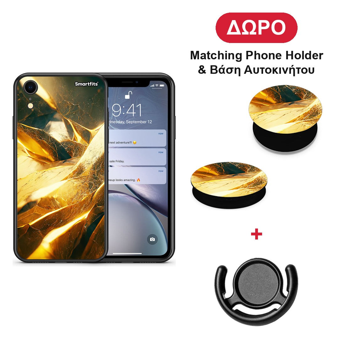 Real Gold - iPhone XR θήκη + Δώρο Phone Holder & Βάση Αυτοκινήτου