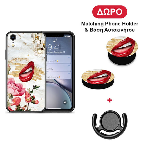 Red Lips - iPhone XR θήκη + Δώρο Phone Holder & Βάση Αυτοκινήτου