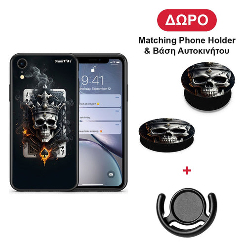 Skull King Ace - iPhone XR θήκη + Δώρο Phone Holder & Βάση Αυτοκινήτου