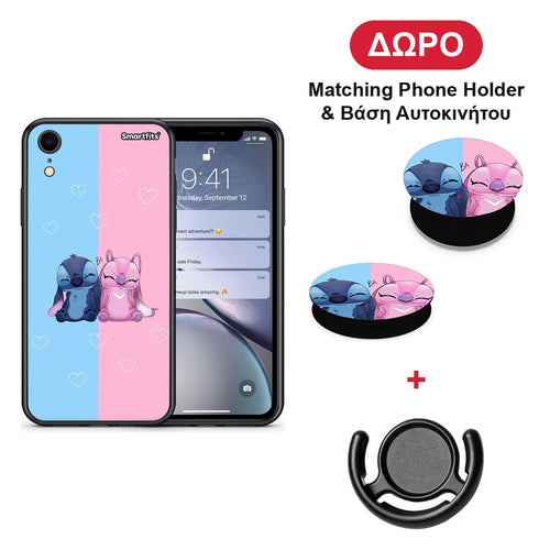 Stitch And Angel - iPhone XR θήκη + Δώρο Phone Holder & Βάση Αυτοκινήτου