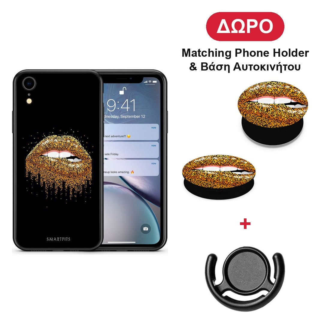 Valentine Golden - iPhone XR θήκη + Δώρο Phone Holder & Βάση Αυτοκινήτου