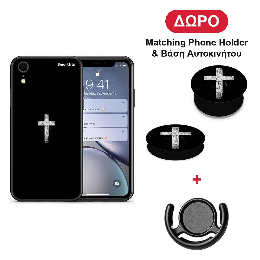 White Cross - iPhone XR θήκη + Δώρο Phone Holder & Βάση Αυτοκινήτου