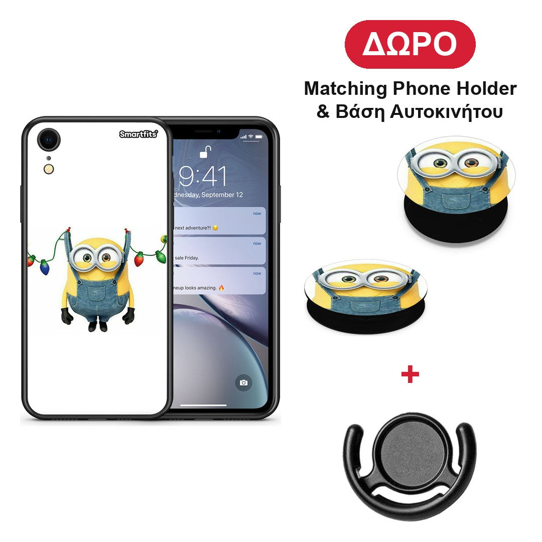 Xmas Minion Lights - iPhone XR θήκη + Δώρο Phone Holder & Βάση Αυτοκινήτου